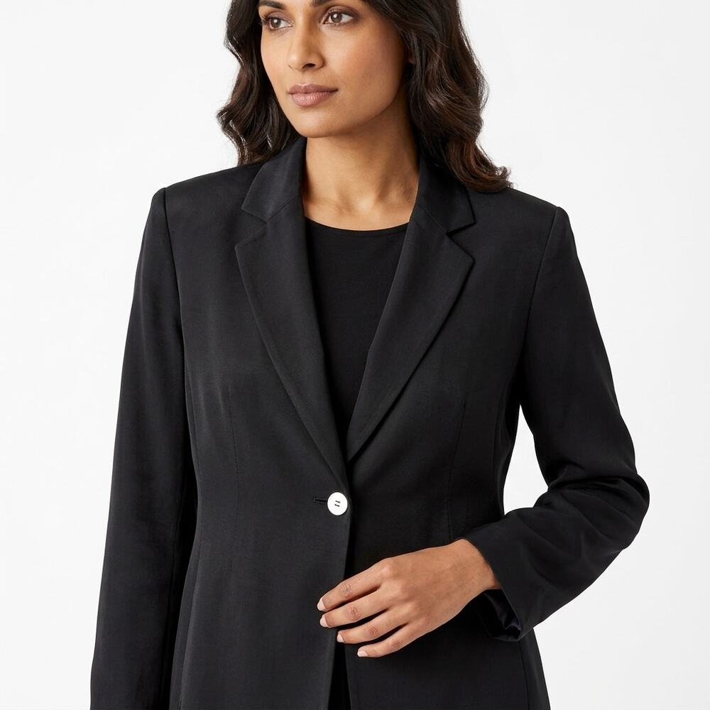 NWT pursuits ltd 1108P 100% Silk Black Lightweight Jacket Women Size 12